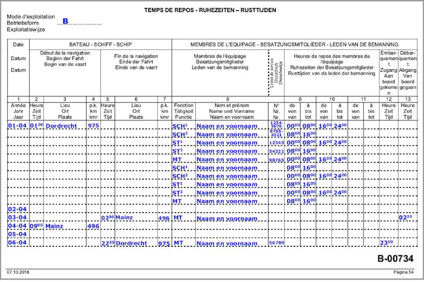 Voorbeelden Invullen Vaartijdenboek | Beroepsvaart Vereiste Documenten ...